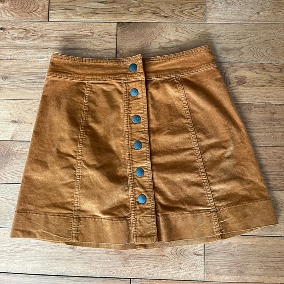 Corduroy A-Line Mini Skirt - Golden Mustard Color - Size 00 - Picture 2 of 4